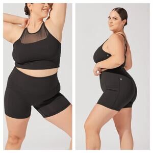 [Popflex] Black Supersculpt Booty Short High Rise Workout Pockets Bike Short 3X